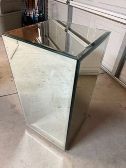 Mirrored Glass Pedestal Side Table