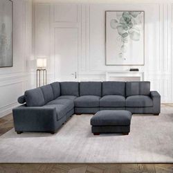 Corduroy fabric Modular sofa sets gray