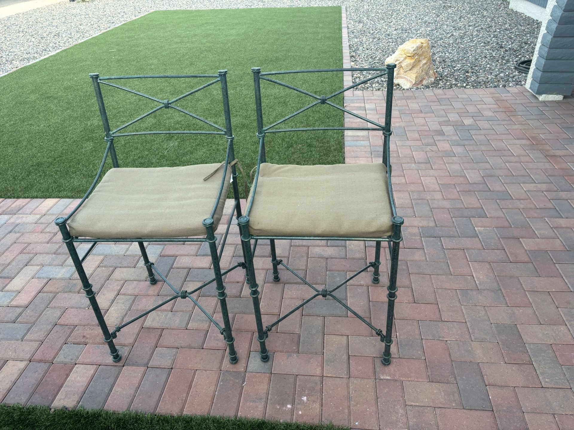 2 Iron Bar Stools 