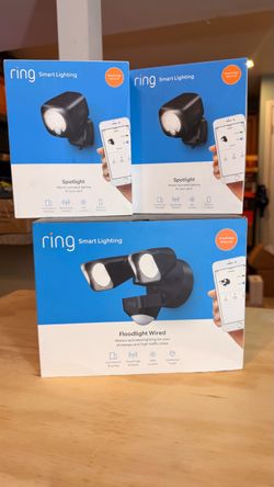 Ring Smart Lighting Lot 2 Spotlights & Floodlight Wired Motion Sensor