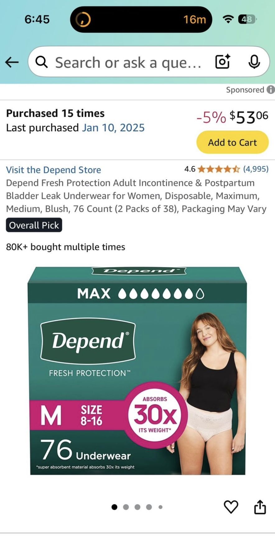 Depends For Woman