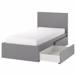 IKEA MALM TWIN BED FRAME WITH TWO STORAGES 
