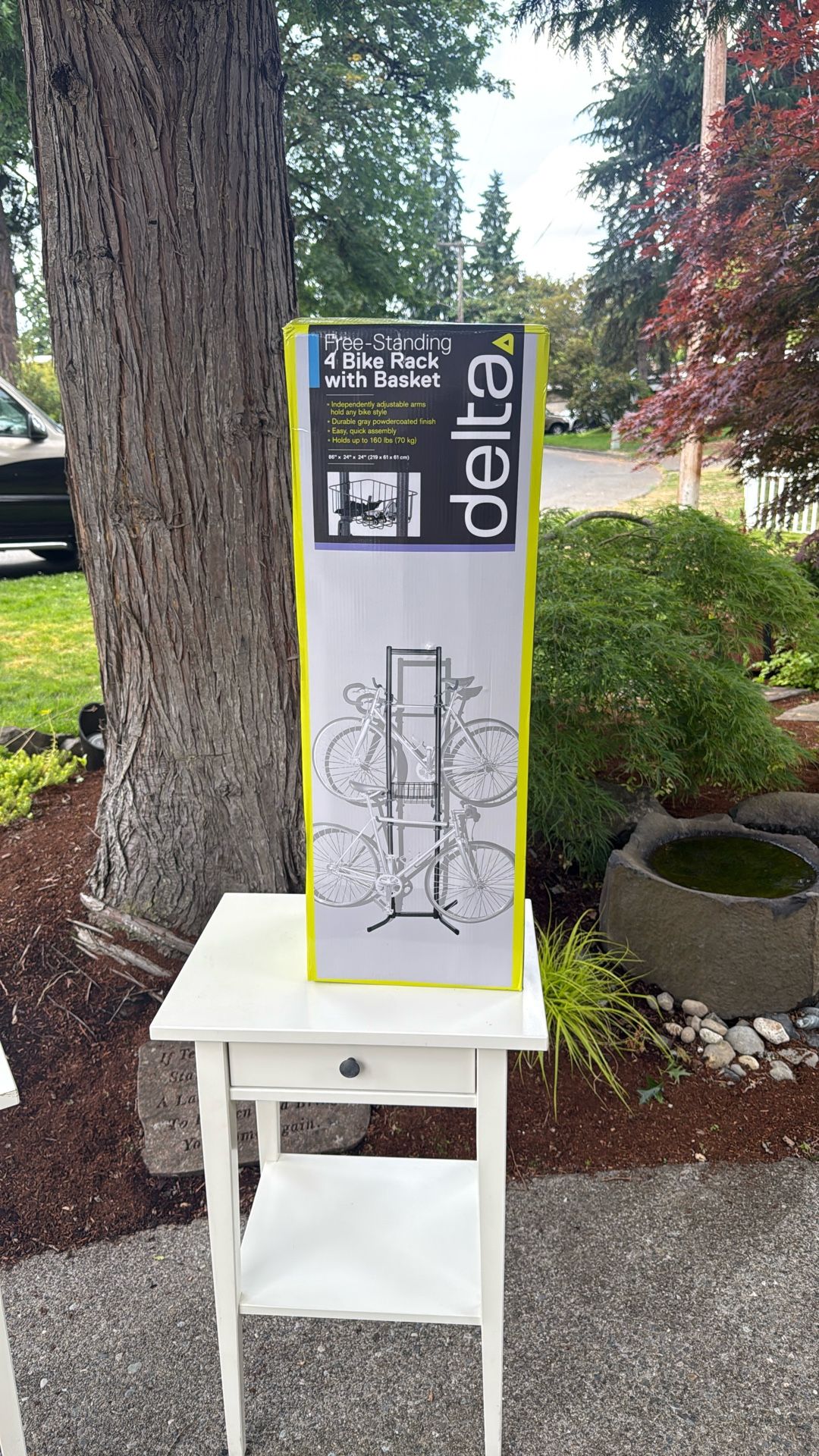 Delta Four Bike Free-Standing Rack with Basket