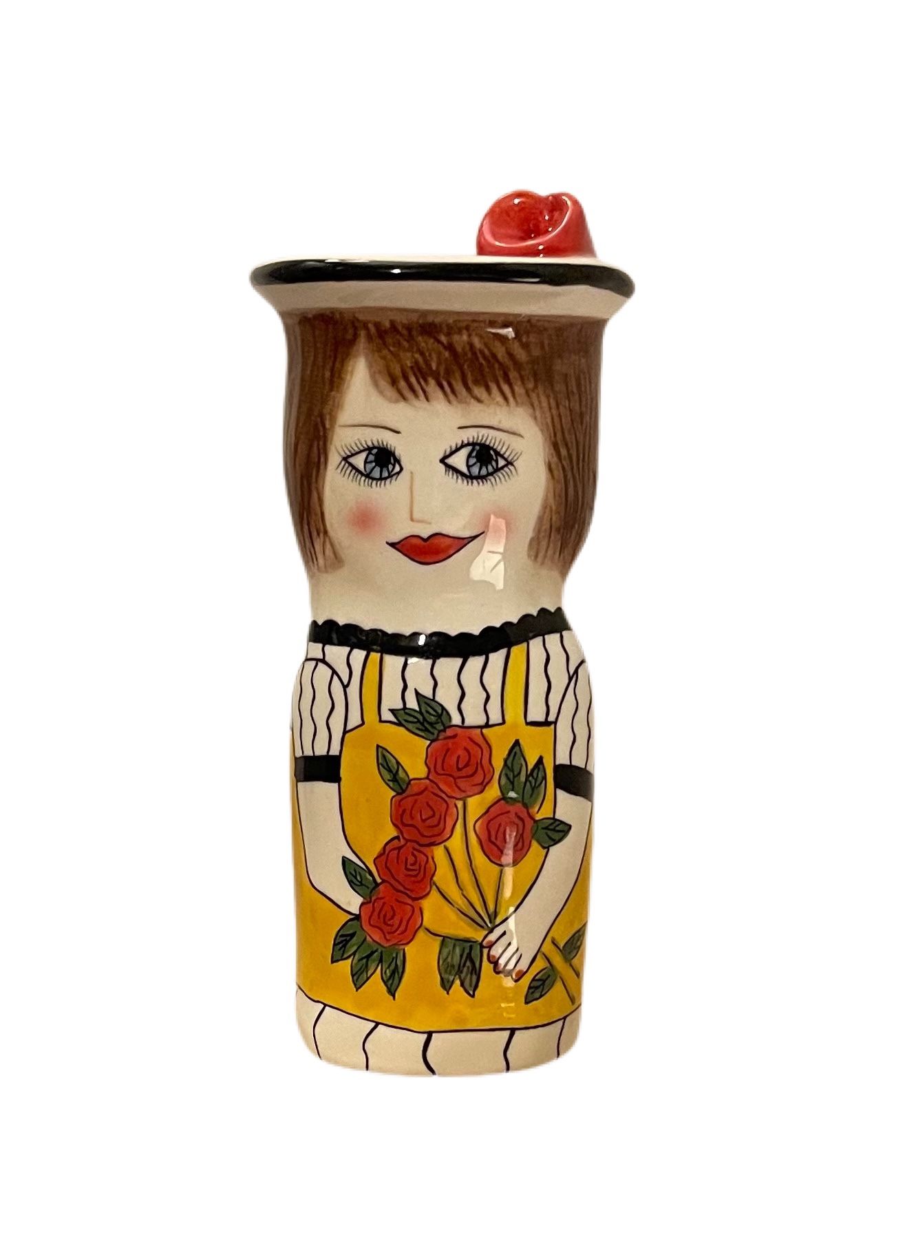 Ganz Bella Casa ROSEANNE Ceramic Bud Vase Susan Paley Smiling Lady