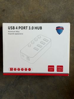 USB 3.0 4-Port Hub with Individual On/Off Switches – New in Box
