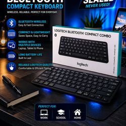 Logitech Bluetooth Compact Keyboard – Wireless – Brand New Sealed
