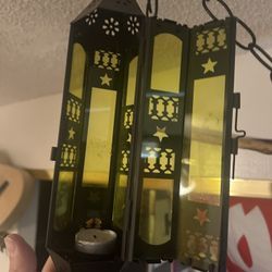 Hanging Green Glass Candle Holder (Swag Chain)