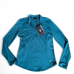 Spyder teal long sleeve quarter zipm activewear jacket