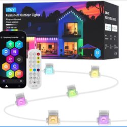 New-FNY Permanent Outdoor Lights 50ft Smart RGB with 30 LED, IP67 Waterproof for Outdoor Decor, App/Remote Control Eaves Lights Compatible with Alexa,