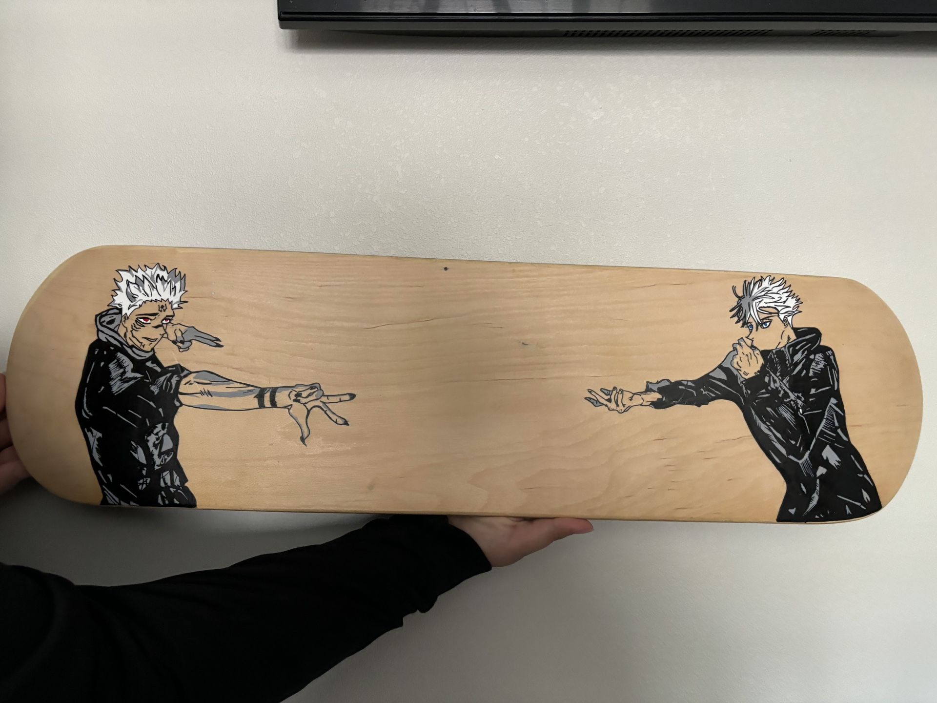 custom Gojo and Sukuna skateboard deck 