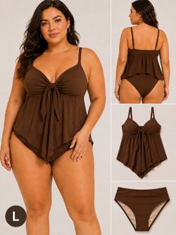B2PRITY Brown Tankini Swimsuit Set Size L – New