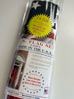 New U.S. Flag Set 3x5 Ft (100% Made in USA) - Complete Kit