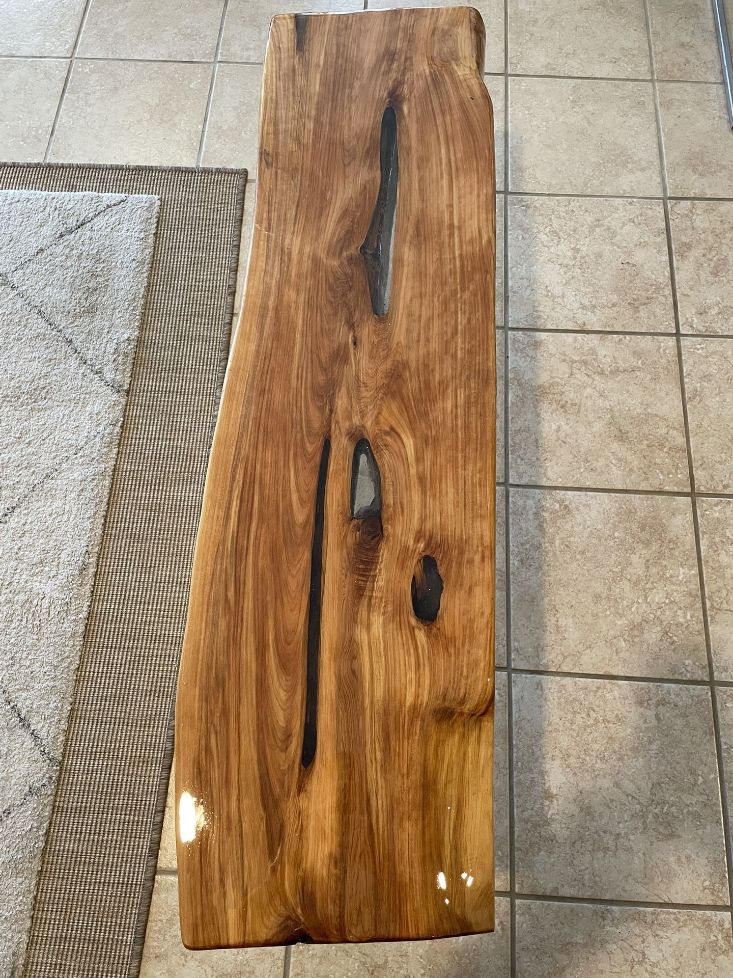 Cedar Live Edge Bench w/retro gold Legs