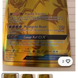 Pokémon Card Gold Lunala GX Super Rare Card Mint Condition