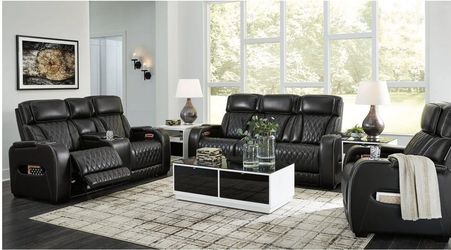 Ashley Furniture Boyington Black Power Reclining Sofa, Loveseat and Recliner 3pc livingroom special