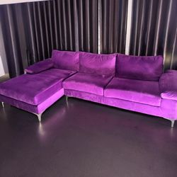 Purple Modern Sectional Sofa Couch with Chaise Lounge****pending