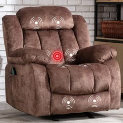 Ebello Rocker Recliner with Massage and Heat, Reclining Chairs for Adult, Brown
