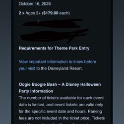 Disneyland Oogie Boogie Tickets