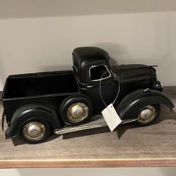 Vintage Black Metal Truck Home Accent Antique 14” Length 7” Tall