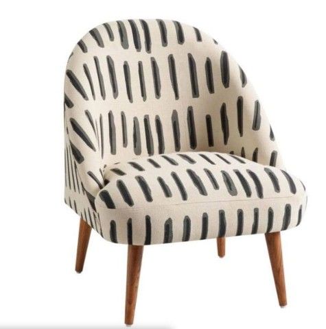 World Market Noemi Charcoal Gray And Ivory Dash Print Accent Chair