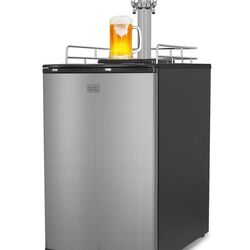Mini Refrigerator Beer Kegerator, Barrel Keg & 2 glass pitchers  included