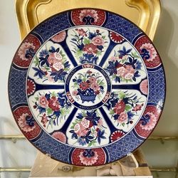 Vintage 1960s 15 1/4” W x 15 1/4” H Royal Maruishi Ware Chinoiserie Round Platter