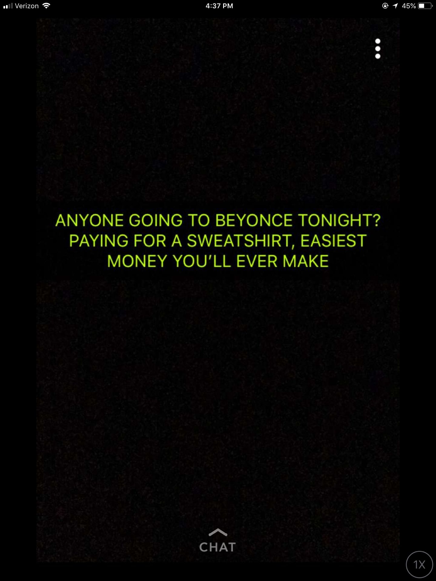 Paying for Beyonce OTR sweatshirt from tonight’s concert, women’s small