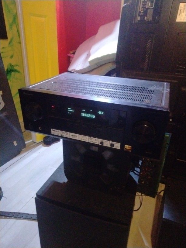 Pioneer Receiver Wi-Fi Capability Spotify Pandora Already Programmed In Also One Large Polk Audio Sub And One Smaller Sony Sub