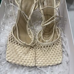 Bottega Veneta Mesh Lace-Up Heels – Size 8.5, New in Box