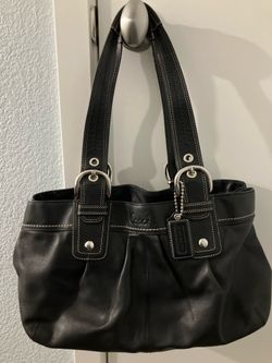Vintage Y2K Coach Soho Pleated Leather Shoulder Bag Purse Black