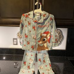 Rudolph Red-Noised Reindeer Fleece Pajamas Flame Resistant 3T