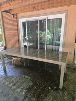 CB2 Outdoor dining table and bench