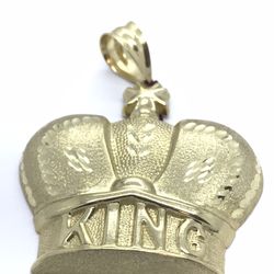 Gold Crown Pendant 10K New