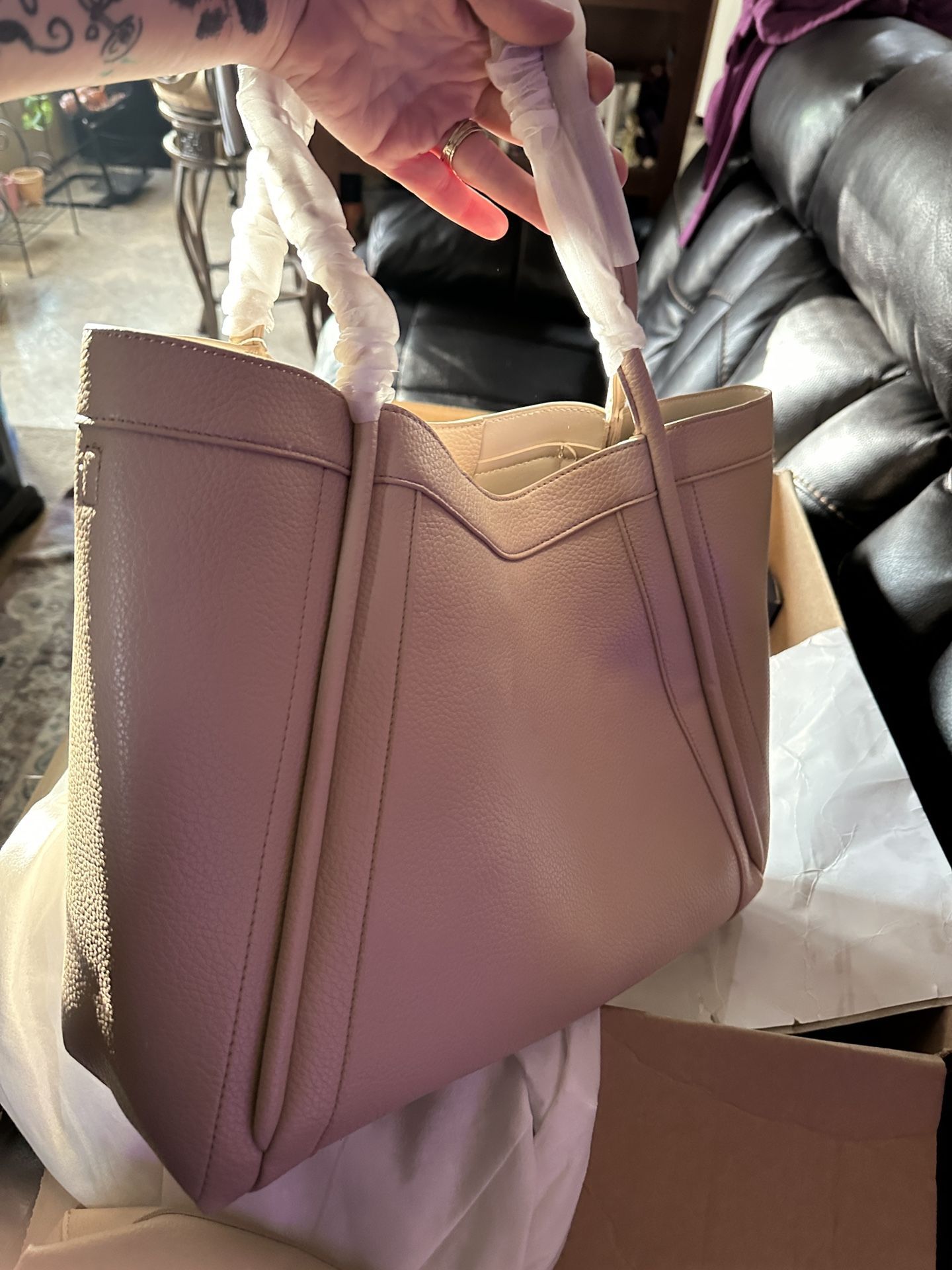 Newbella Women’s Tote Apricot Vegan Leather Weekender Bag