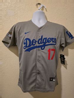 New Kids Dodgers Ohtani Gray with world series championship patch Jerseys  Stitched