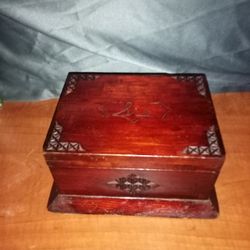 Vintage Custom Made Jewelry Box Cherry Wood Has Sis Engraved On Top 