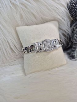 Men's Bracelet 14K White Gold Laminated hypoallergenic waterproof non tarnish excellent quality jewelry 55$