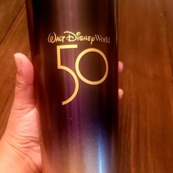Starbucks Walt Disney 50th Anniversary Stainless Steel Black And Gold Tumbler