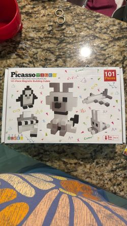 Picasso Cubes 1” Magnetic Puzzle Cube 101 pcs Black and White Magnet Construction Building Block Set Sensory Toy Early Education STEM Learning, Free I