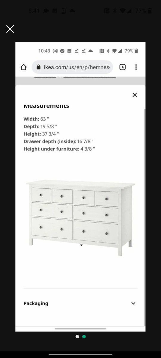Assembled Glossy White Ikea Hemnes 8 Drawers Dresser. Delivery