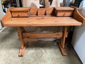 Rustic Solid Knotty Pine Writing Desk w/ 2 Drawers & Organizer
