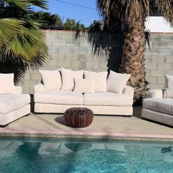 Z Gallerie Stella Collection Sofa & Chair Set – Bella White Velvet