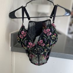 Victoria's Secret Floral Embroidered Pushup Corset  Bra