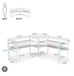 All new L shaped desk corner with storage shelves