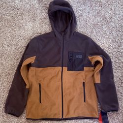 Reebok Men's Hooded Lined Full Zip Jacket Dark Brown Size L/G