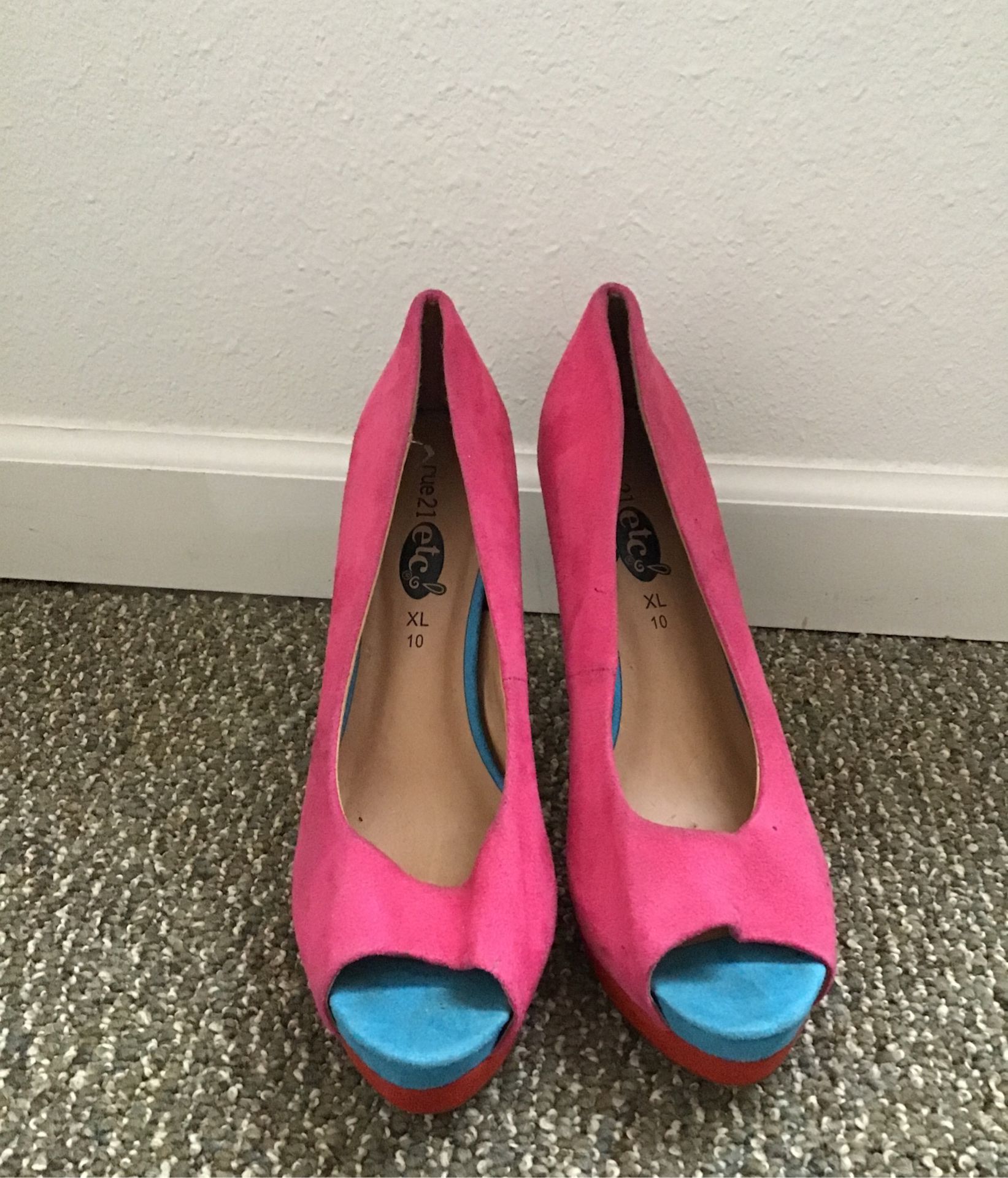 Rue 21 Pink Red and Blue Heels