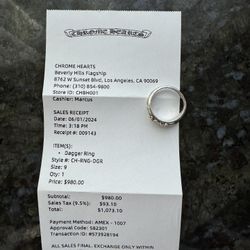 Chrome Hearts Dagger Ring Size 9