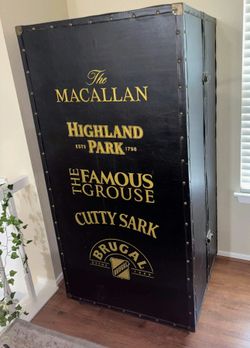 The Macallan & Highland Park Steamer Trunk Bar Cabinet Armoire Display