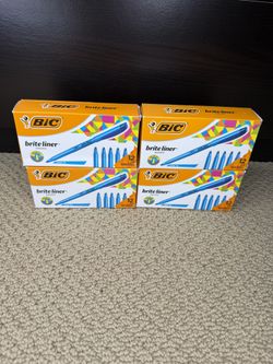 PRICE FIRM BIC BL11 Brite Liner Blue Highlighters Chisel Point Box Of 12 - 4 packs