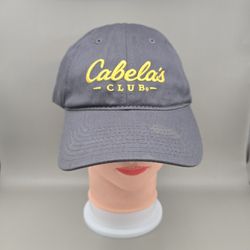 Cabela's Club Yellow Embroidered Logo Gray Adjustable StrapbackHat